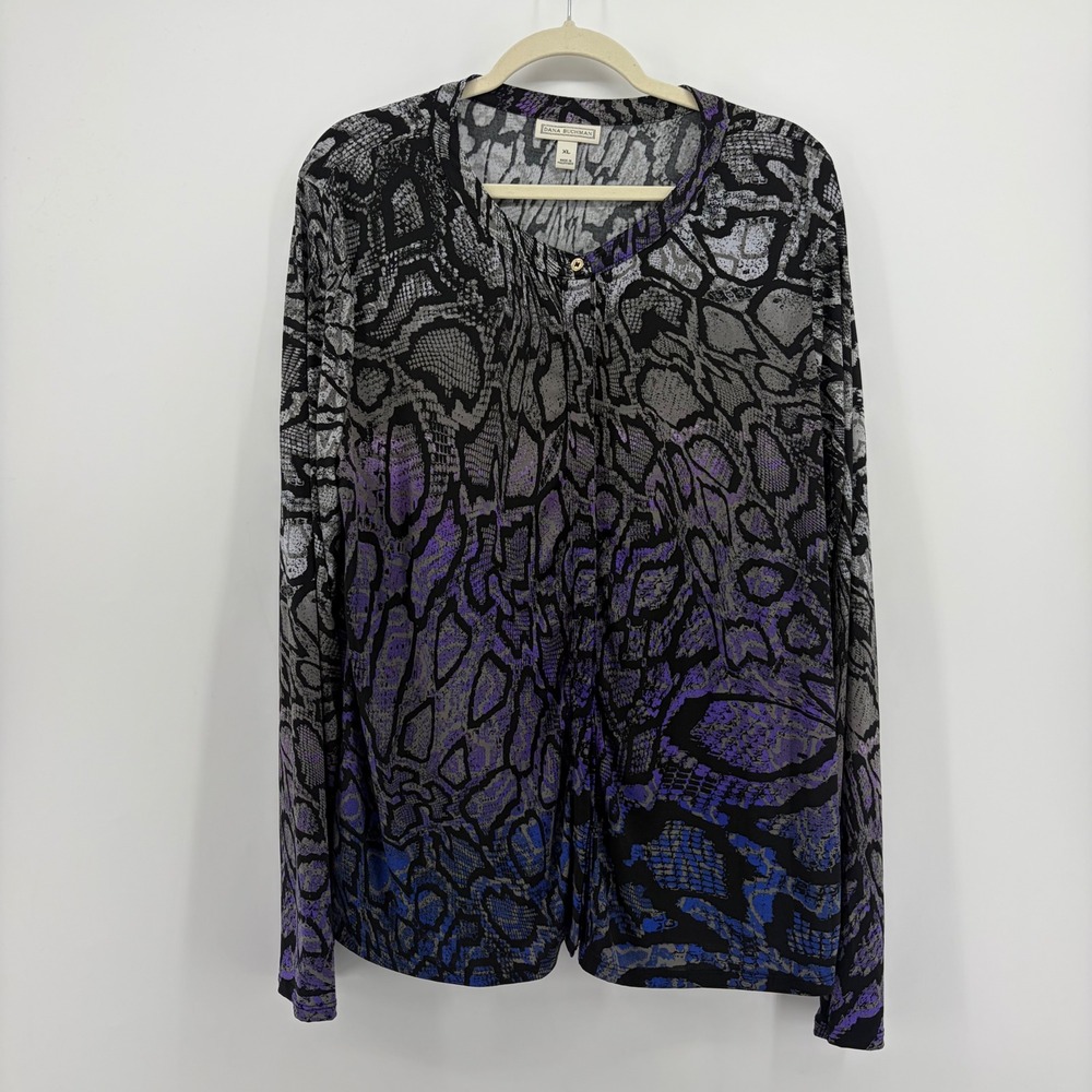 Dana Buchman Womens XL Purple Ombre Snakeskin Long Sleeve Top Animal Print